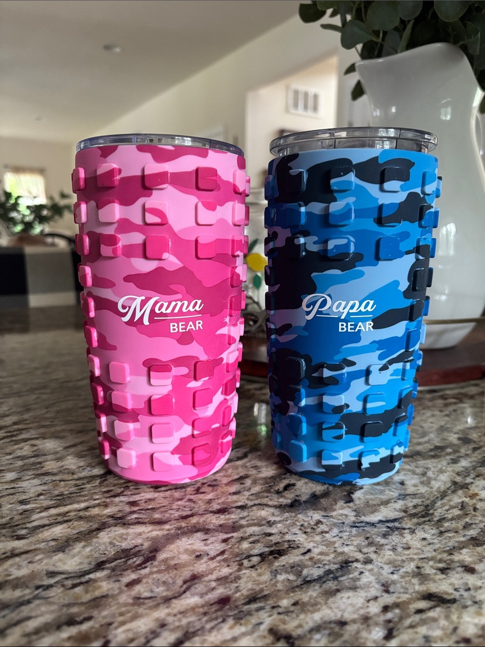 Mama and Papa Bear new parent camo tumblers